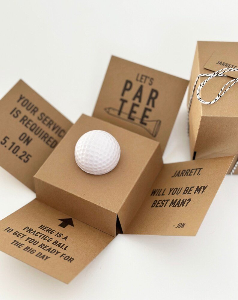Unique Personalized Wedding Party Golf Proposal Box Customized Proposal Box Gifts for Men by Groovy Guy