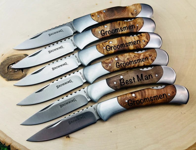 Unique Personalized Custom Groomsmen Folding Knife Customized Knife Gifts for Men by Groovy Guy