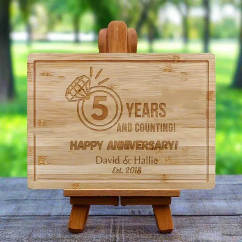 Unique Personalized Etched Anniversary Cutting Board Customized Cutting Boards Gifts for Men by Groovy Guy