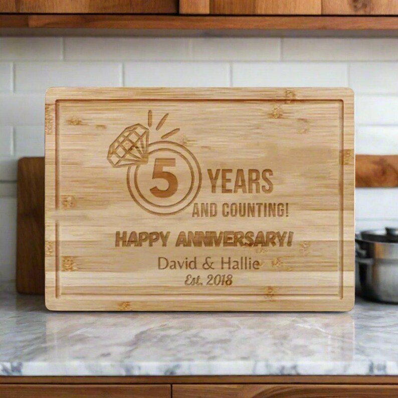 Unique Personalized Etched Anniversary Cutting Board Customized Cutting Boards Gifts for Men by Groovy Guy