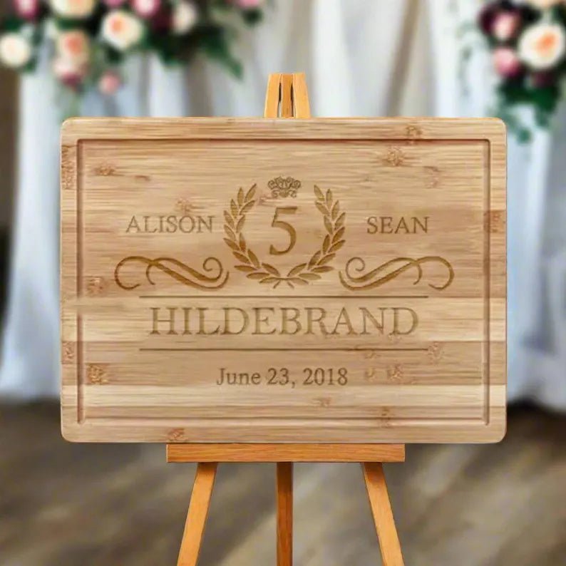 Unique Personalized Wooden Anniversary Cutting Board Customized Anniversary Gifts for Men by Groovy Guy