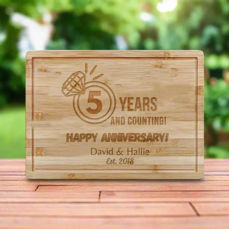 Unique Personalized Etched Anniversary Cutting Board Customized Cutting Boards Gifts for Men by Groovy Guy
