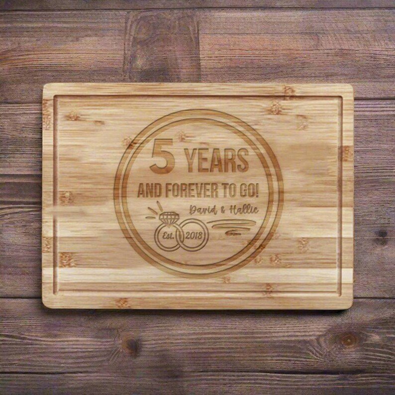 Unique Personalized Etched Anniversary Cutting Board Customized Cutting Boards Gifts for Men by Groovy Guy
