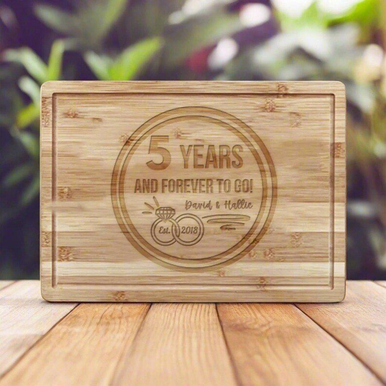 Unique Personalized Etched Anniversary Cutting Board Customized Cutting Boards Gifts for Men by Groovy Guy