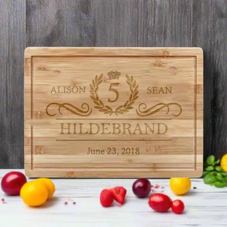 Unique Personalized Wooden Anniversary Cutting Board Customized Anniversary Gifts for Men by Groovy Guy