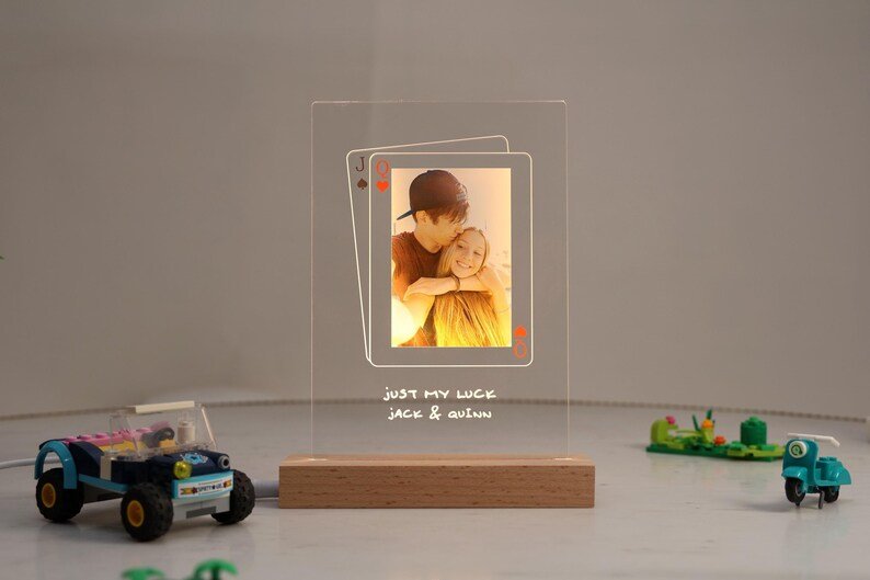 Unique Personalized Lucky in Love Acrylic Plaque Customized Anniversary Gifts for Men by Groovy Guy