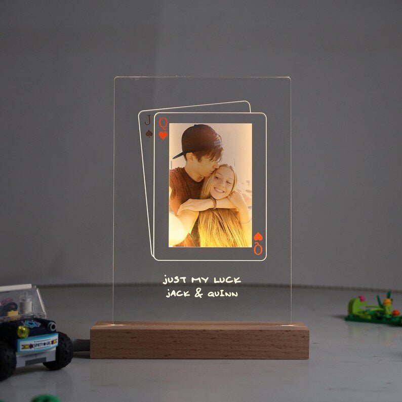 Unique Personalized Lucky in Love Acrylic Plaque Customized Anniversary Gifts for Men by Groovy Guy