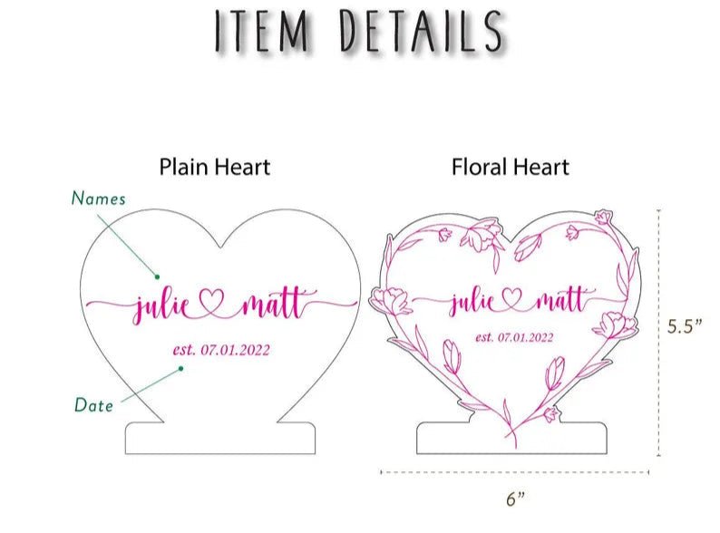 Unique Personalized Light Up Heart Name Sign Customized Anniversary Gifts for Men by Groovy Guy