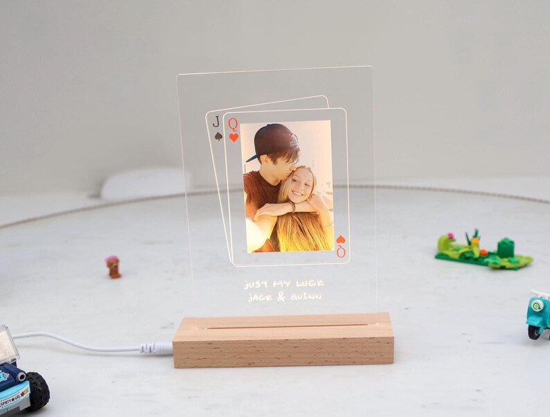 Unique Personalized Lucky in Love Acrylic Plaque Customized Anniversary Gifts for Men by Groovy Guy