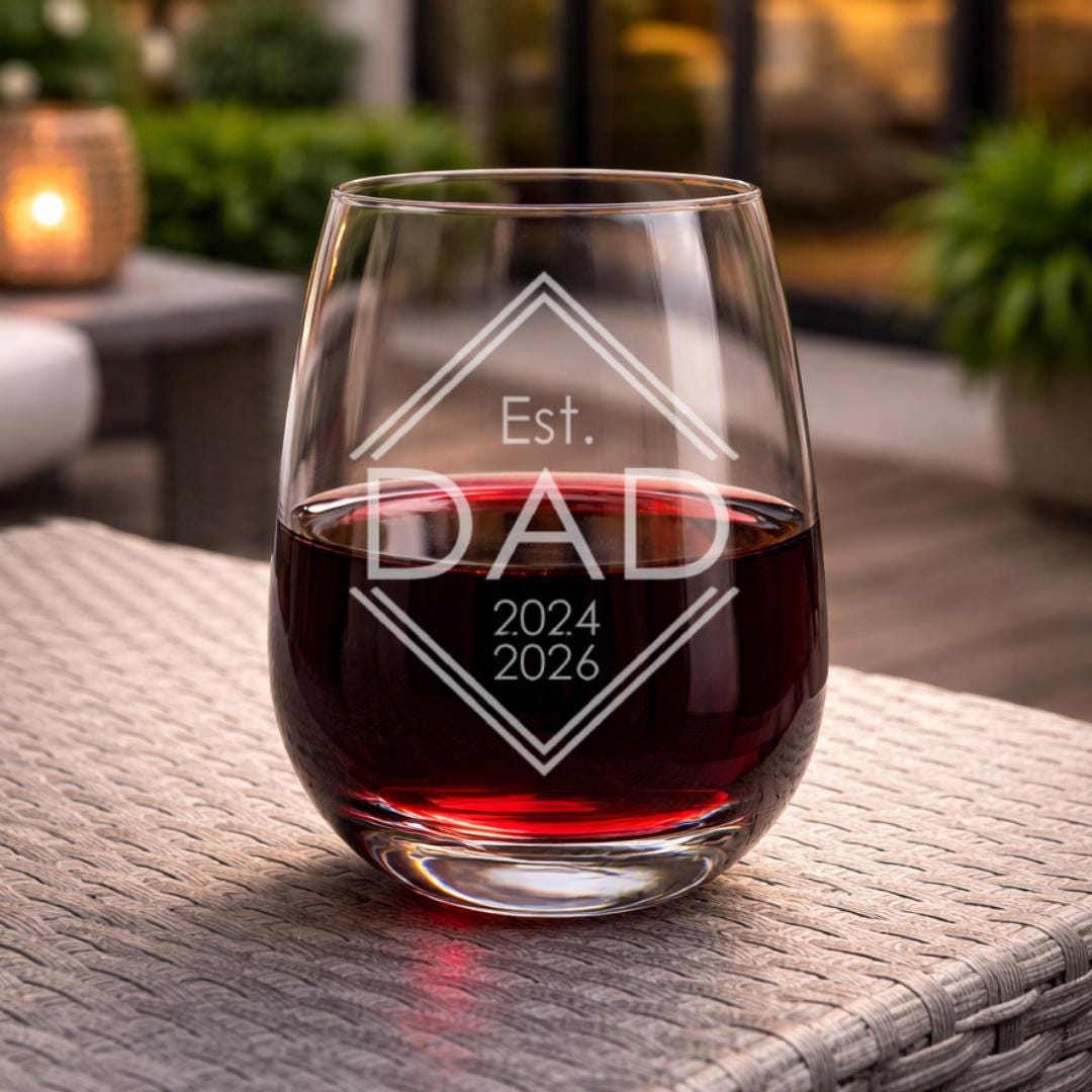 Est. Dad whiskey glass with personalized year