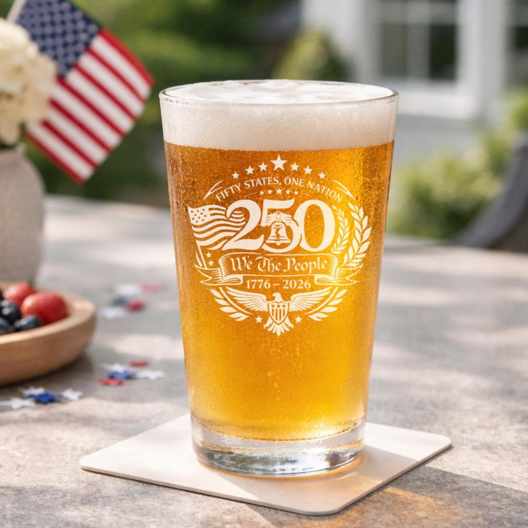 Patriotic America 250 anniversary glass