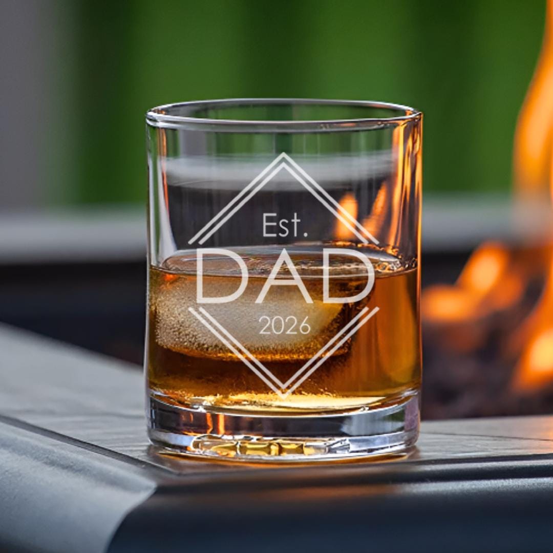 Personalized Est. Dad whiskey glass — main hero shot