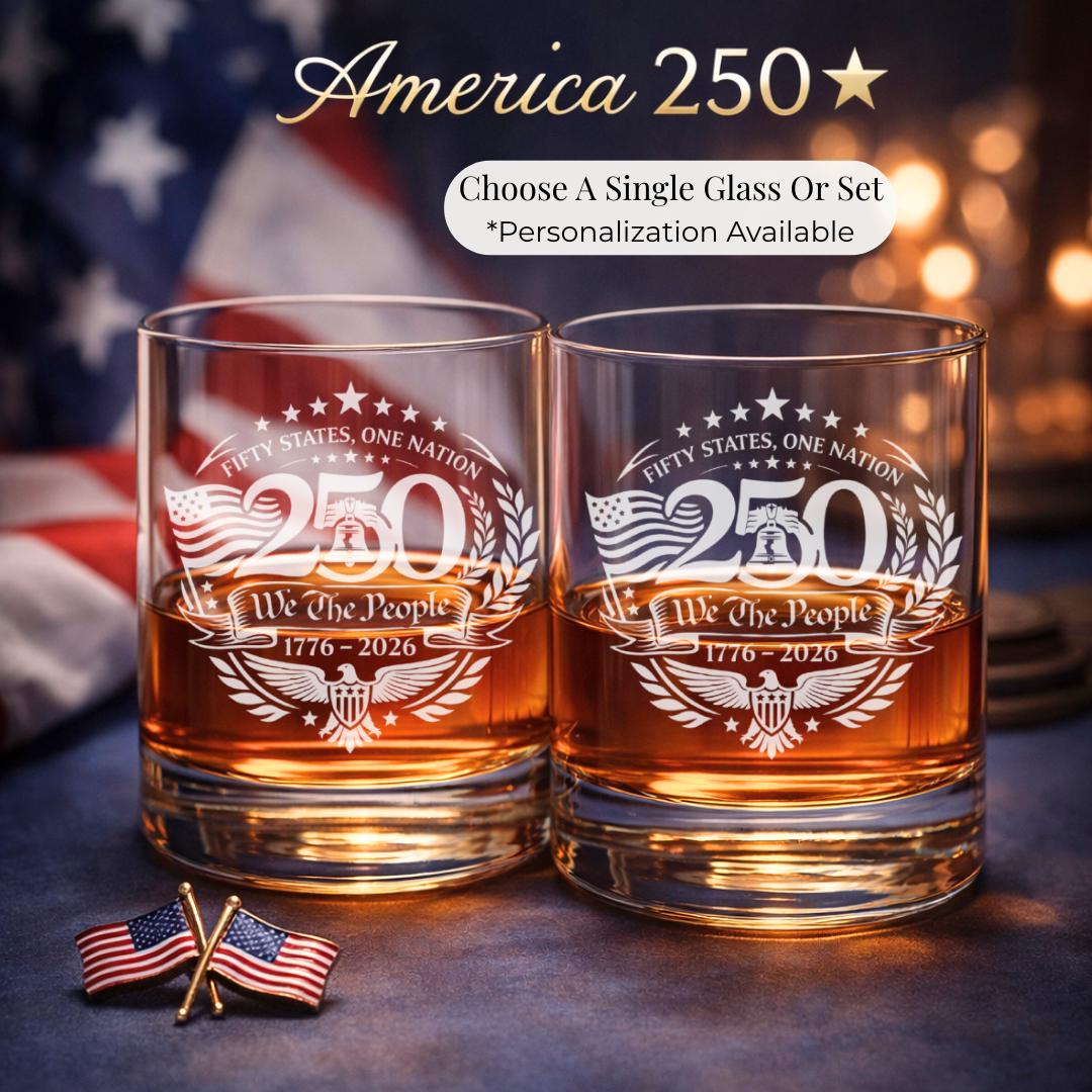 America 250 anniversary glass second angle