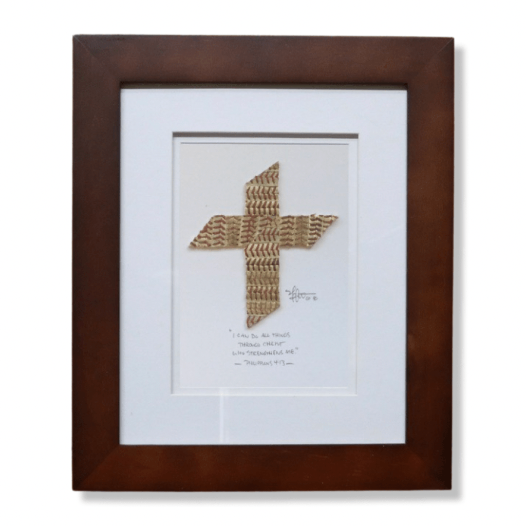 Unique Personalized Authentic Baseball Cross Art Customized Original Artwork Gifts for Men by Groovy Guy