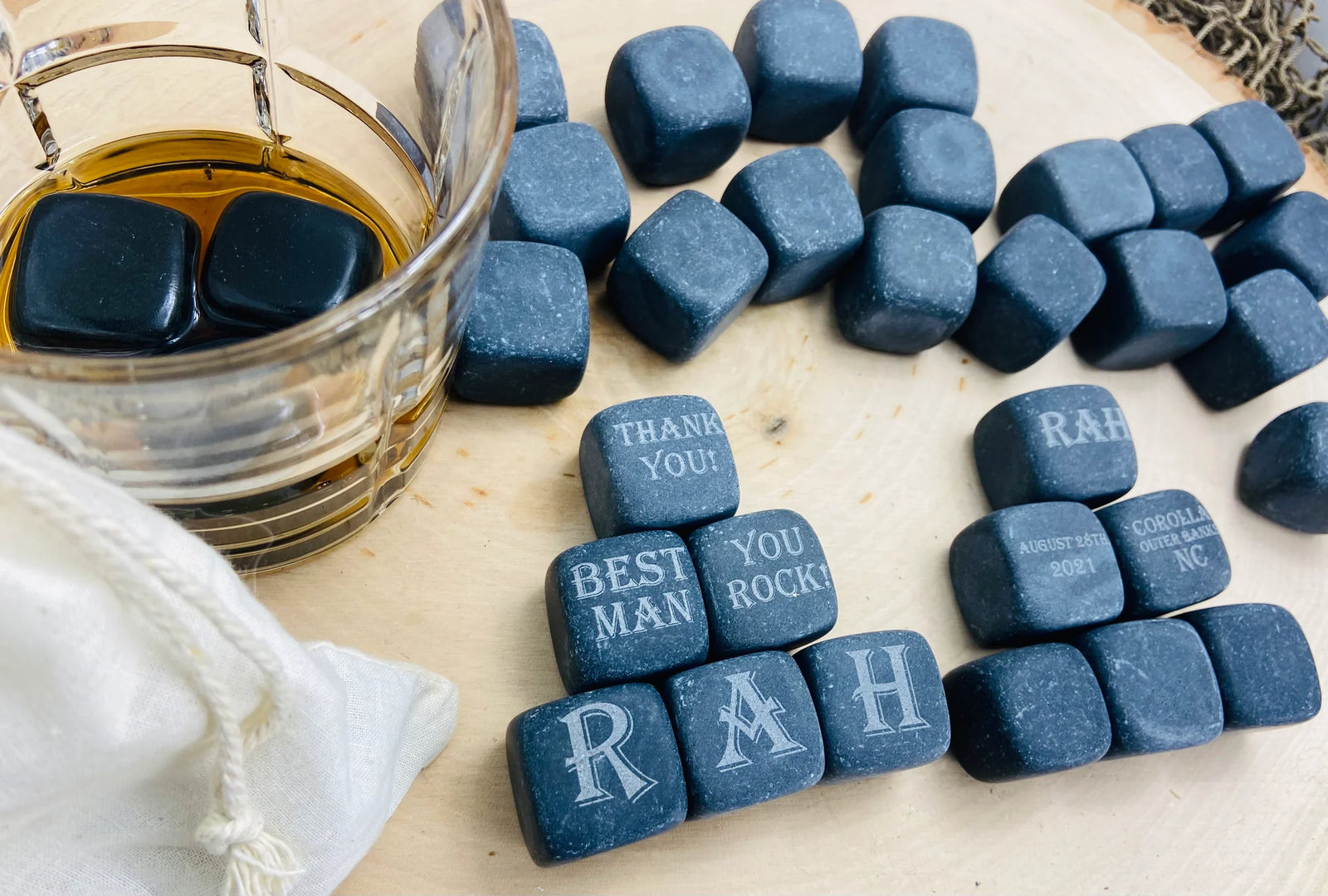Unique Personalized Custom Whiskey Stones Customized Bar Gifts for Men by Groovy Guy