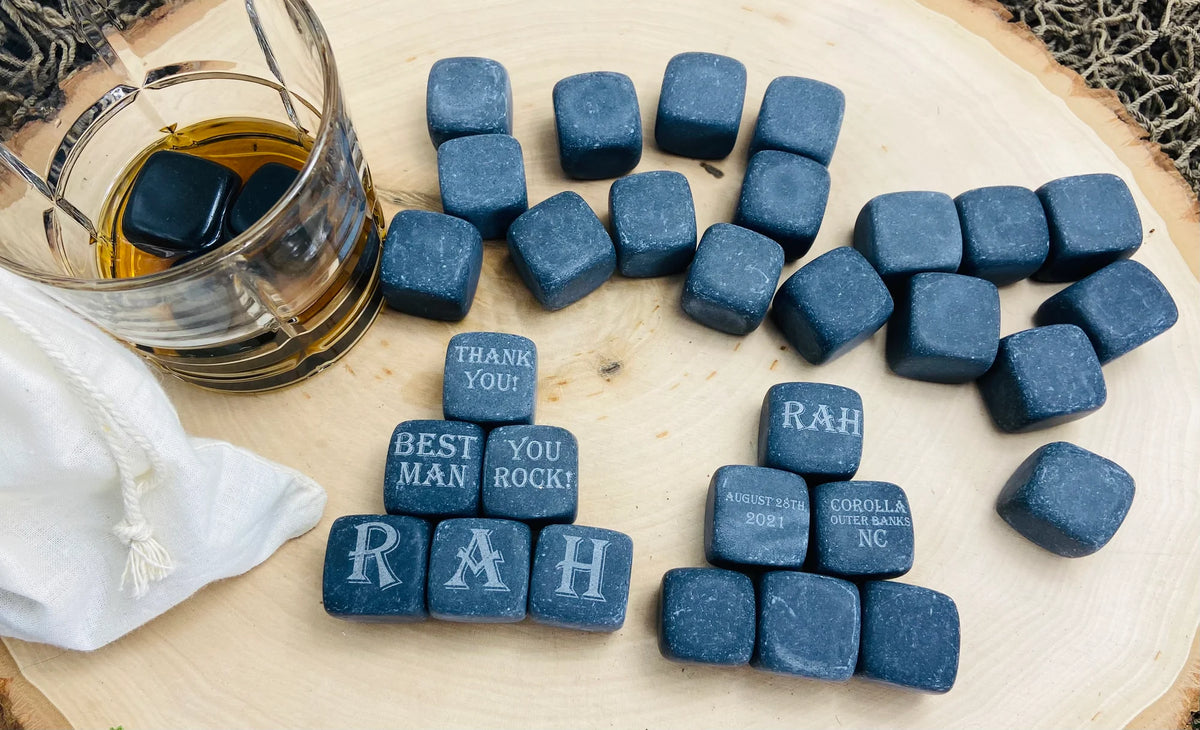 Unique Personalized Custom Whiskey Stones Customized Bar Gifts for Men by Groovy Guy
