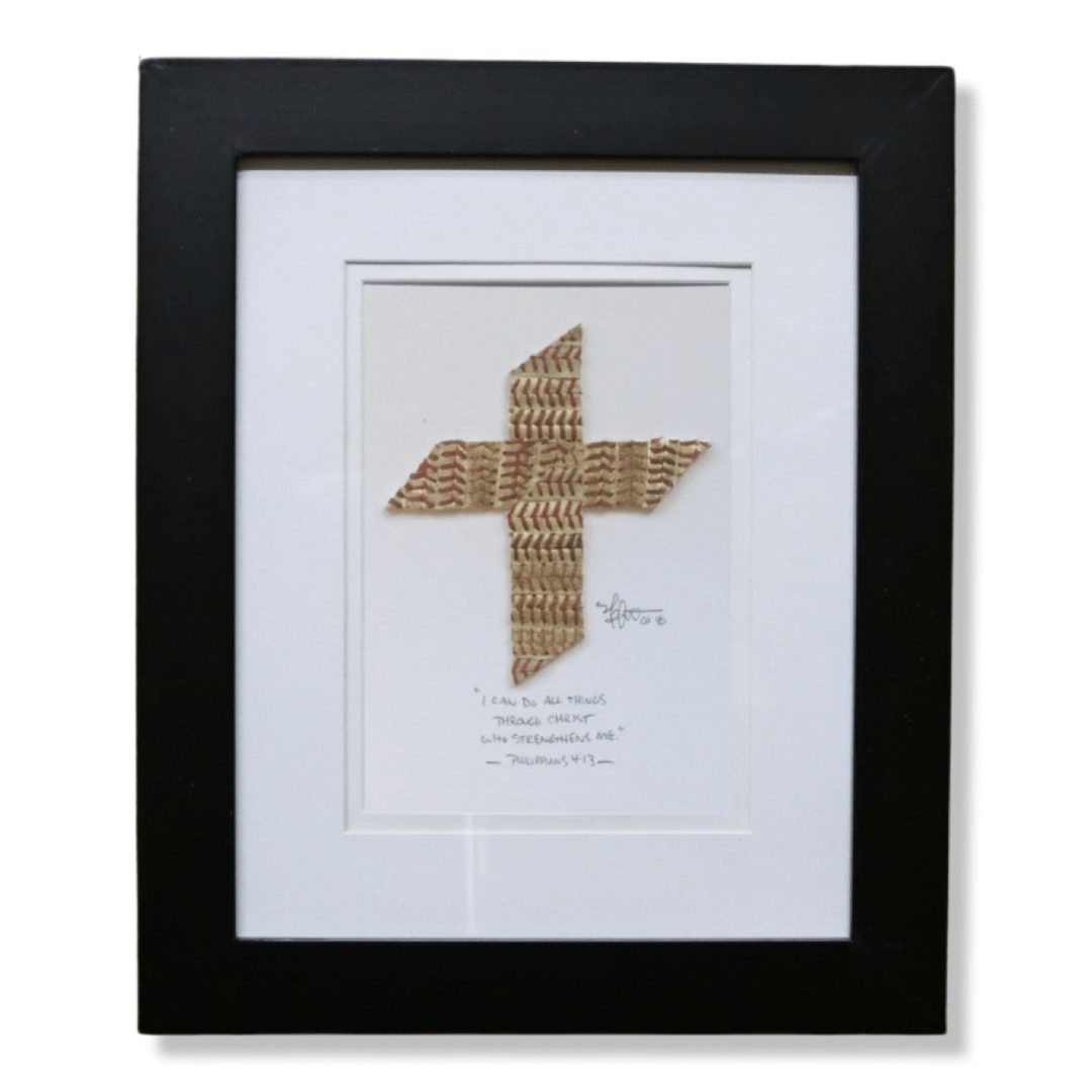 Unique Personalized Authentic Baseball Cross Art Customized Original Artwork Gifts for Men by Groovy Guy