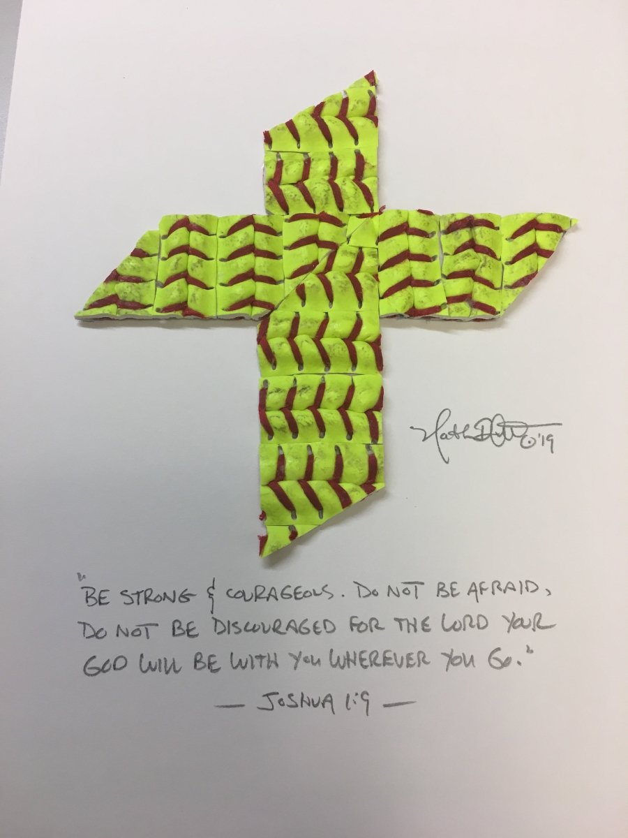 Unique Personalized Authentic Baseball Cross Art Customized Original Artwork Gifts for Men by Groovy Guy