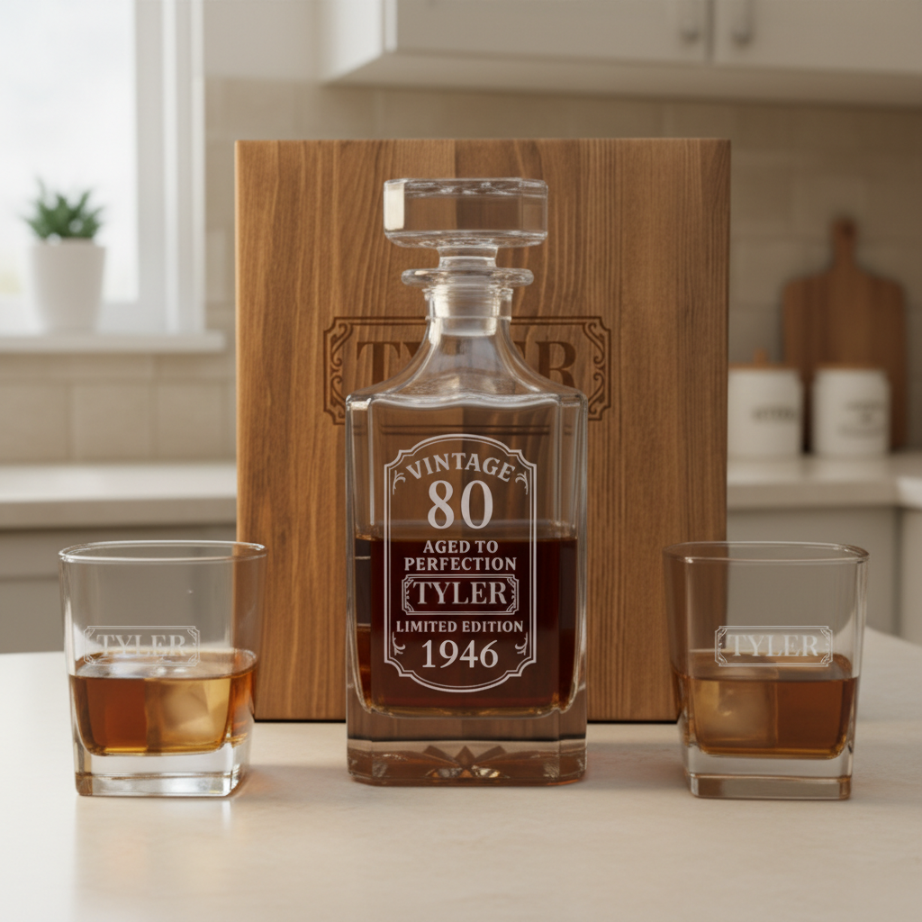 80th Birthday Decanter Set