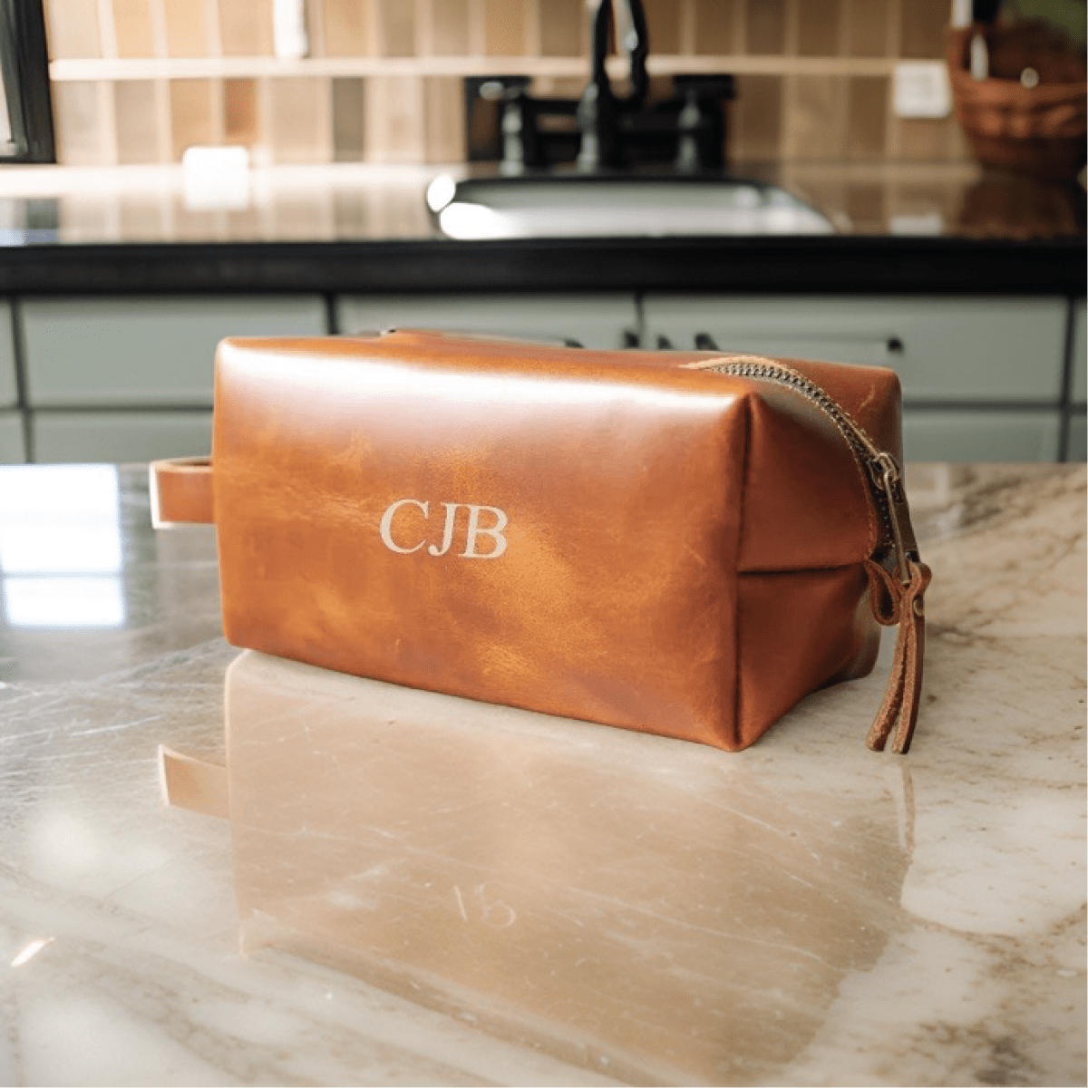 Unique Personalized Monogrammed Leather Dopp Kit Customized Toiletry Bag Gifts for Men by Groovy Guy