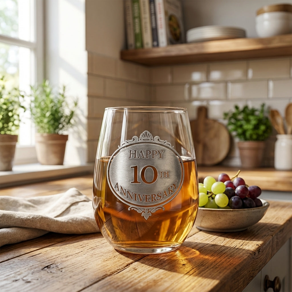 10th Anniversary Wine Glass