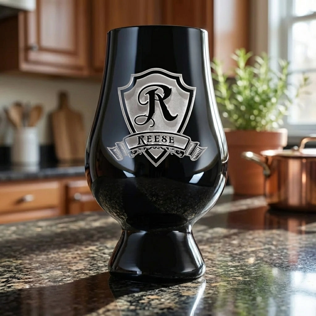 Engraved Black Glencairn Tasting Glass