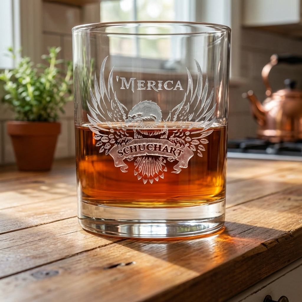 Patriotic USA 'Merica Bald Eagle Whiskey Glass