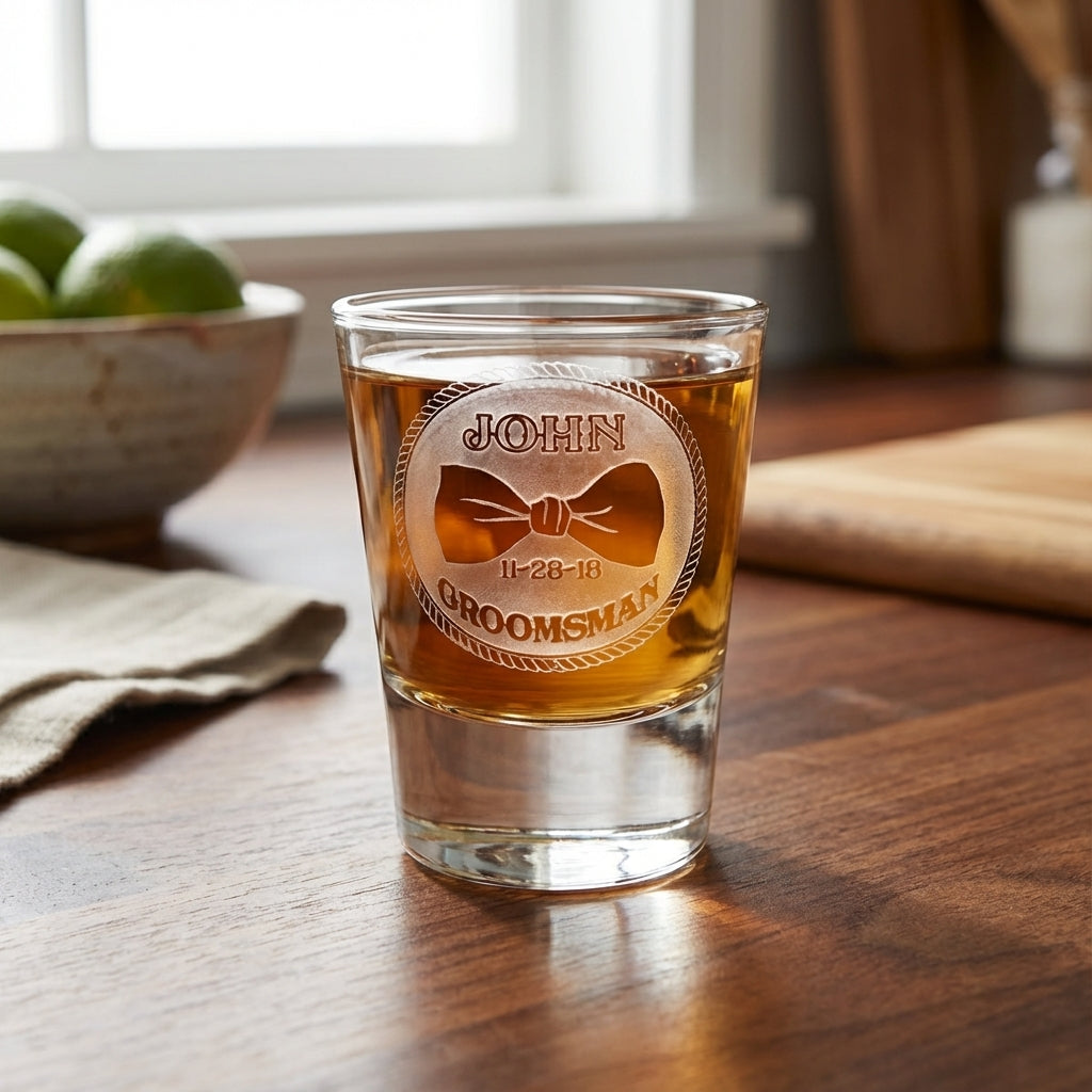 Bowtie Groomsman Shot Glass