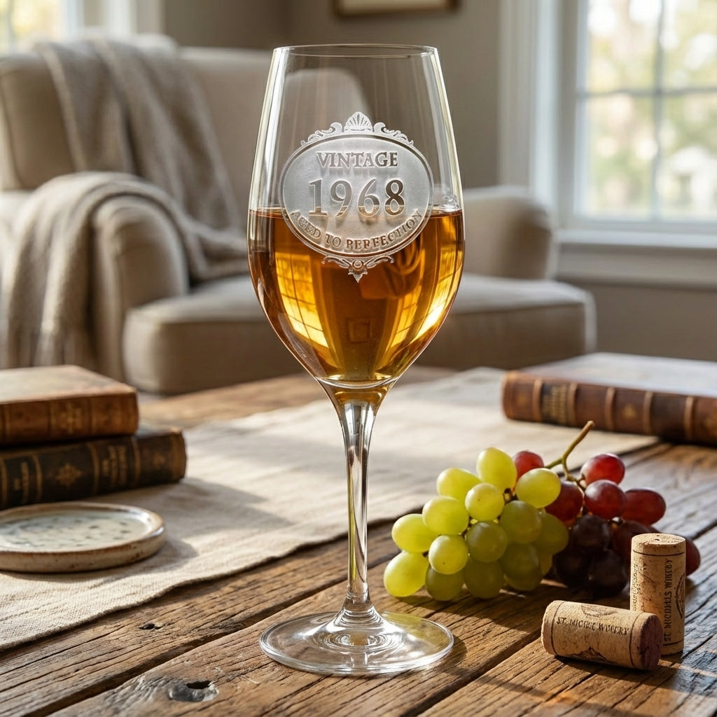 Vintage Year Birthday Crystal Wine Glass