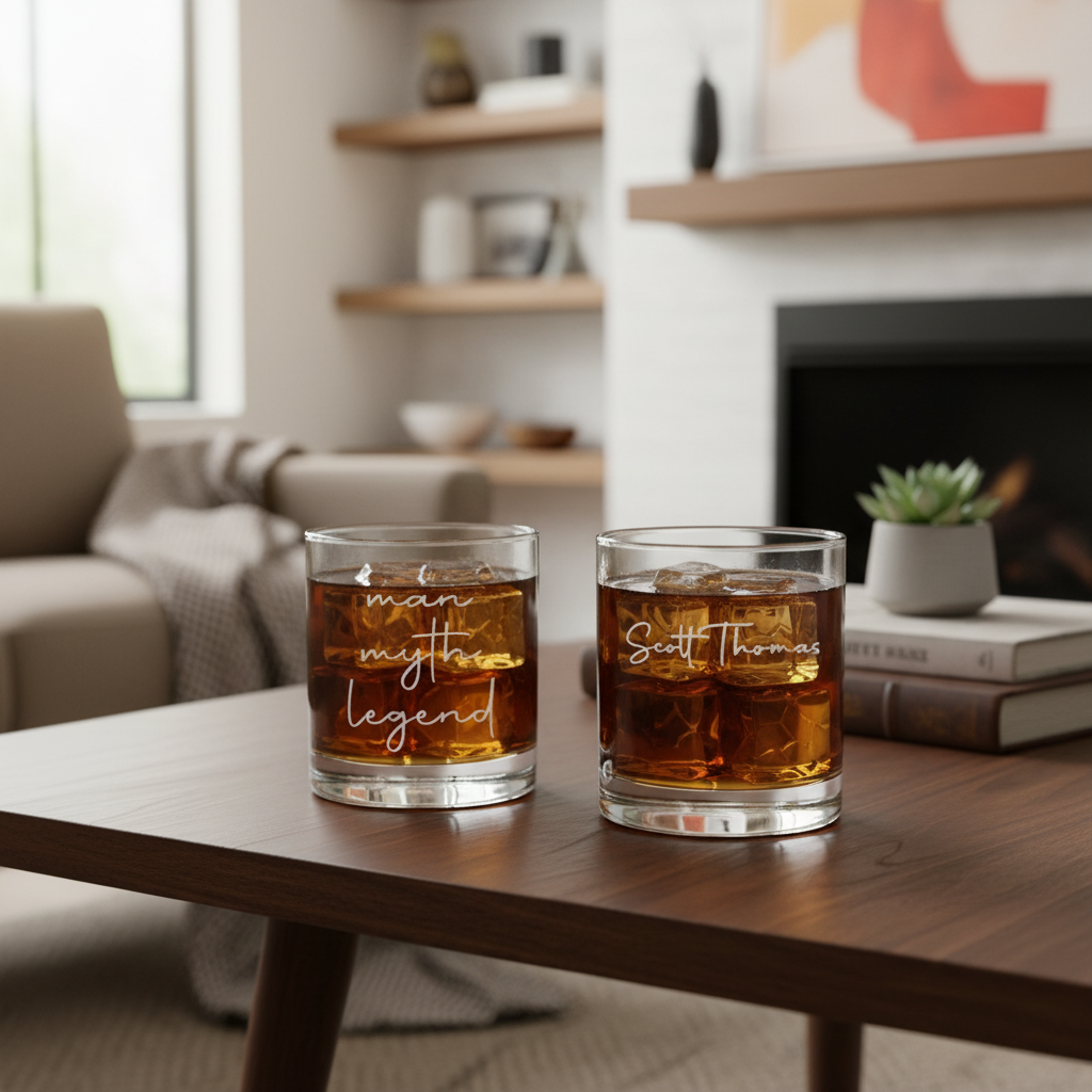 Custom Man Myth Legend Whiskey Glass