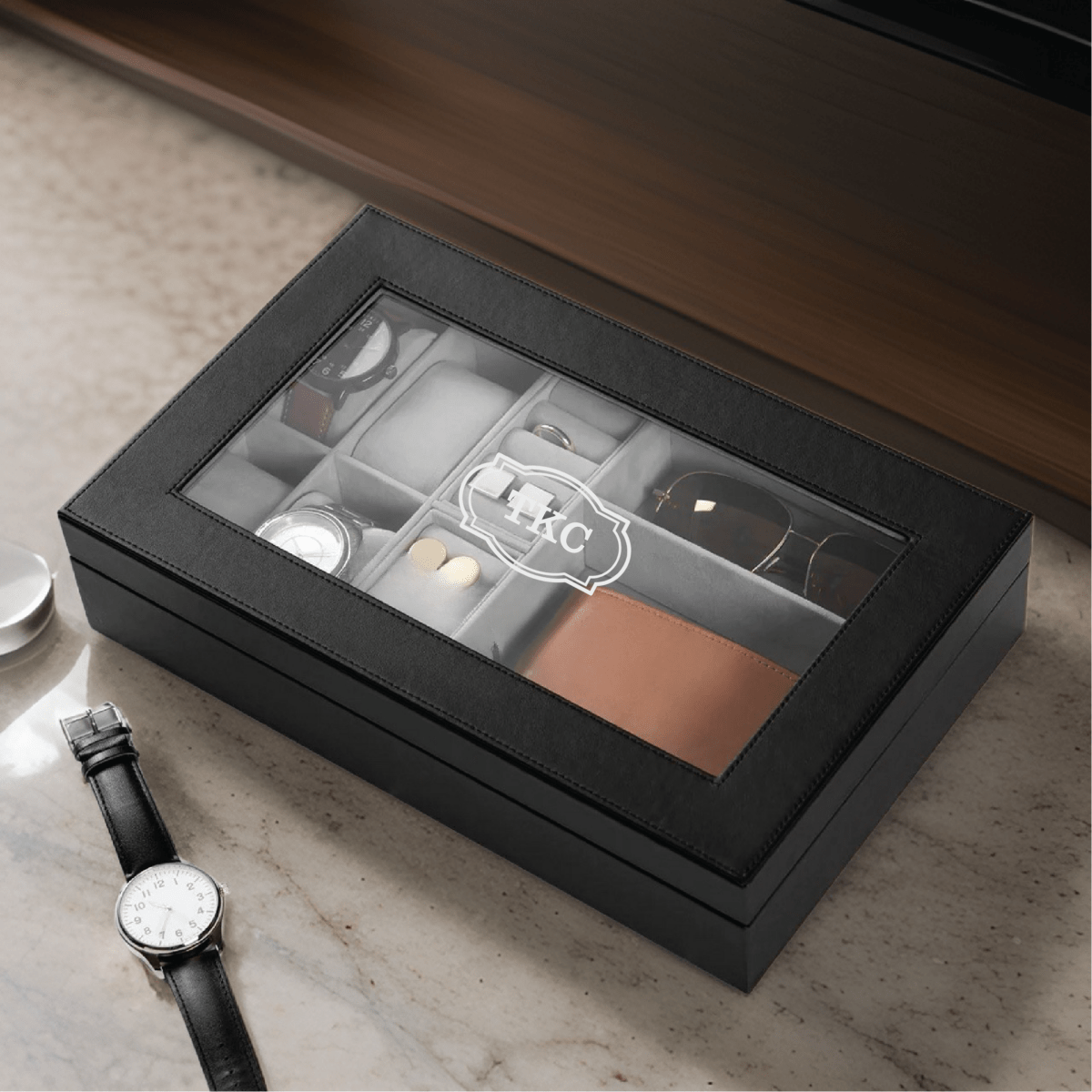 Personalized Men's Jewelry Box - Custom Watch & Cufflink Organizer for ...