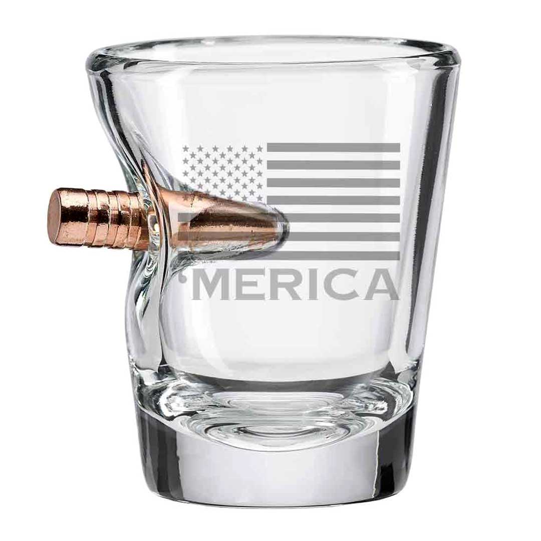 Unique Personalized 'Merica Shot Glass Customized Handmade Glass Gifts for Men by Groovy Guy
