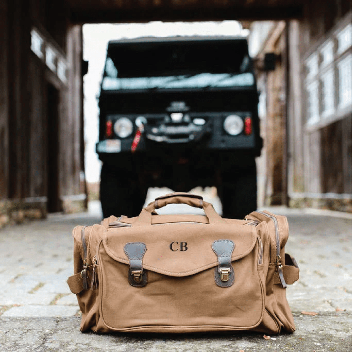 custom leather travel bag for men Sentimental Personalized Duffle Bag Brown / Ivory