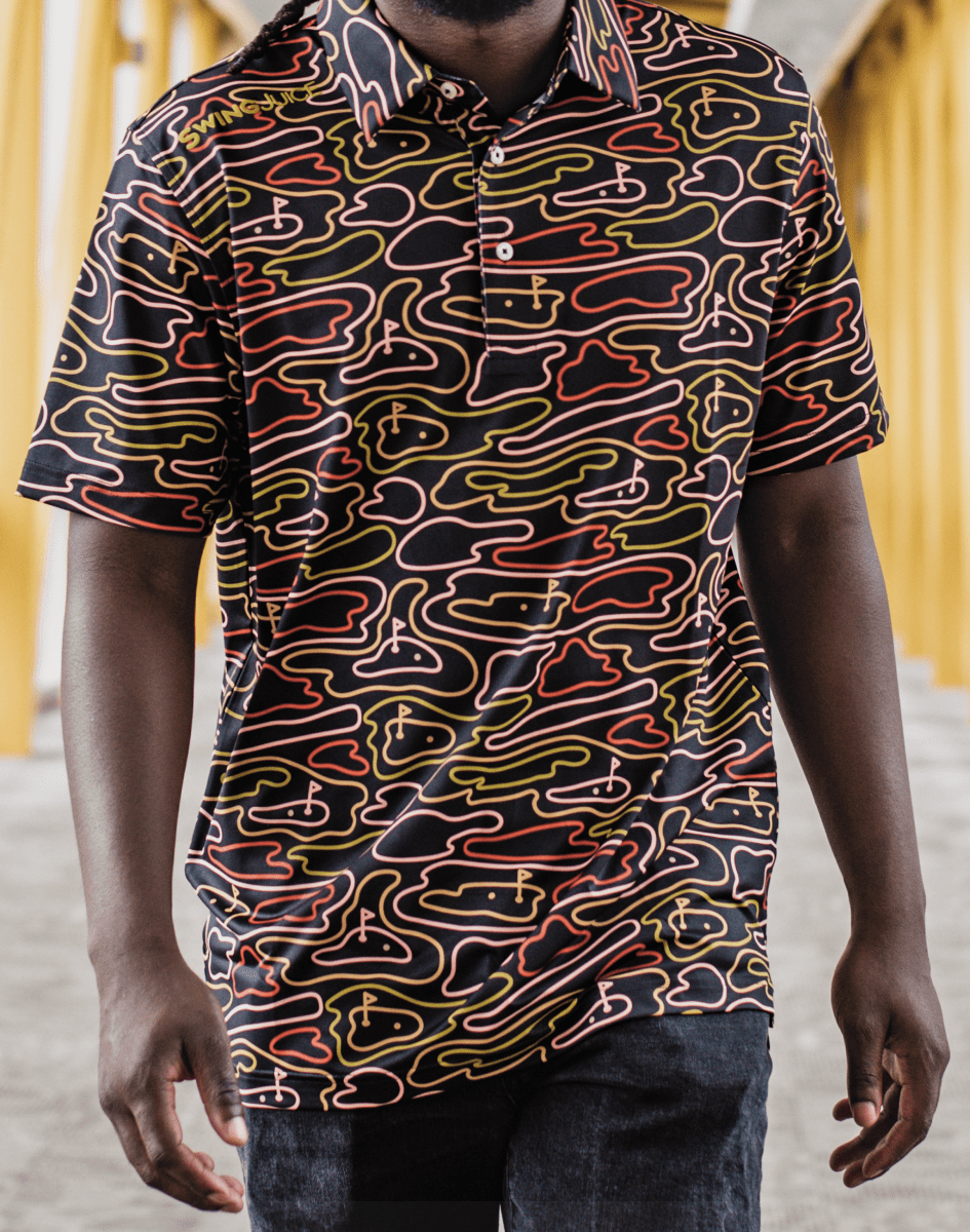 Unique Personalized Golf Rhythmic Lines Men's Polo Customized Golf Gifts for Men by Groovy Guy