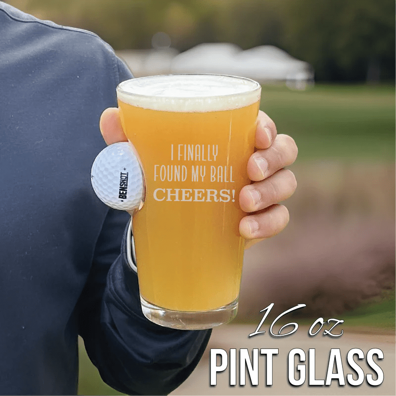 Unique Personalized Swing and Sip Golf Ball Pint Glass Customized Beer Glasses Gifts for Men by Groovy Guy