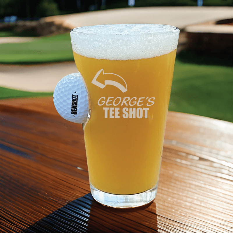 Unique Personalized Swing and Sip Golf Ball Pint Glass Customized Beer Glasses Gifts for Men by Groovy Guy