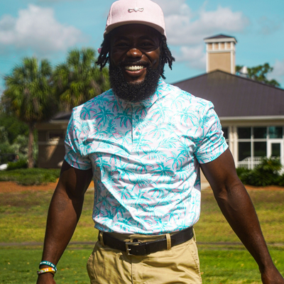 The Palmer (Light) | Neon Palm Tree Golf Polo for Men and Women