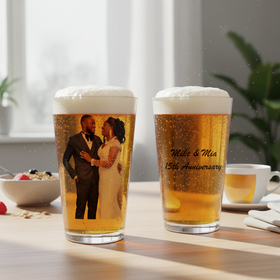 Our Wedding Photo Pint Glass