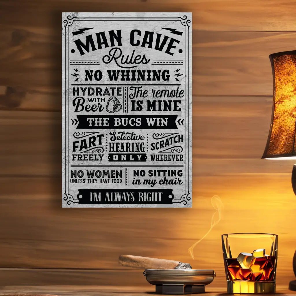 Unique Personalized Personalized Team Man Cave Rules Metal Sign Customized Wall Decor Gifts for Men by Groovy Guy