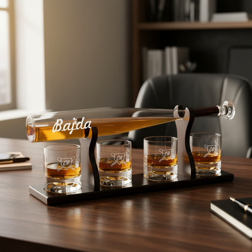 Personalized Baseball Bat Decanter Set