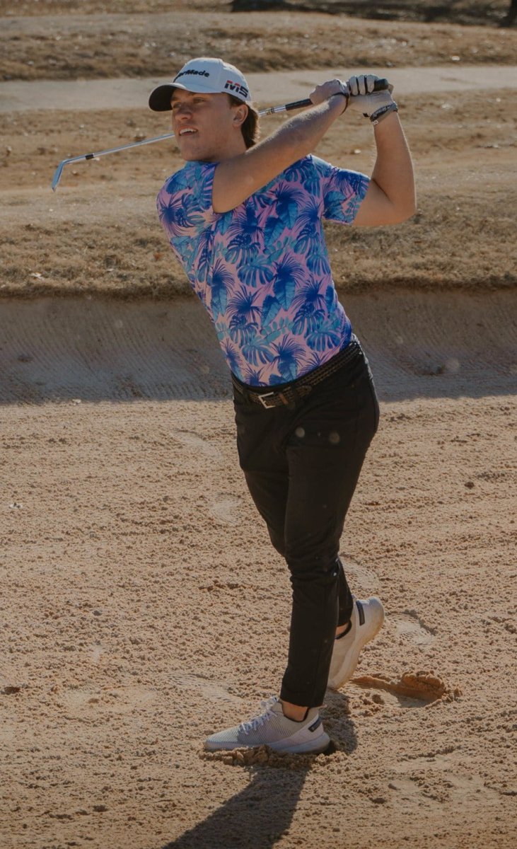 Unique Personalized Pink Palms Customized golf Polos Gifts for Men by Groovy Guy