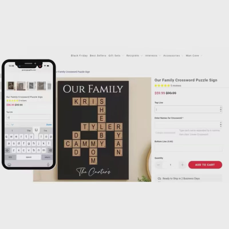 Our Family Crossword Puzzle Sign