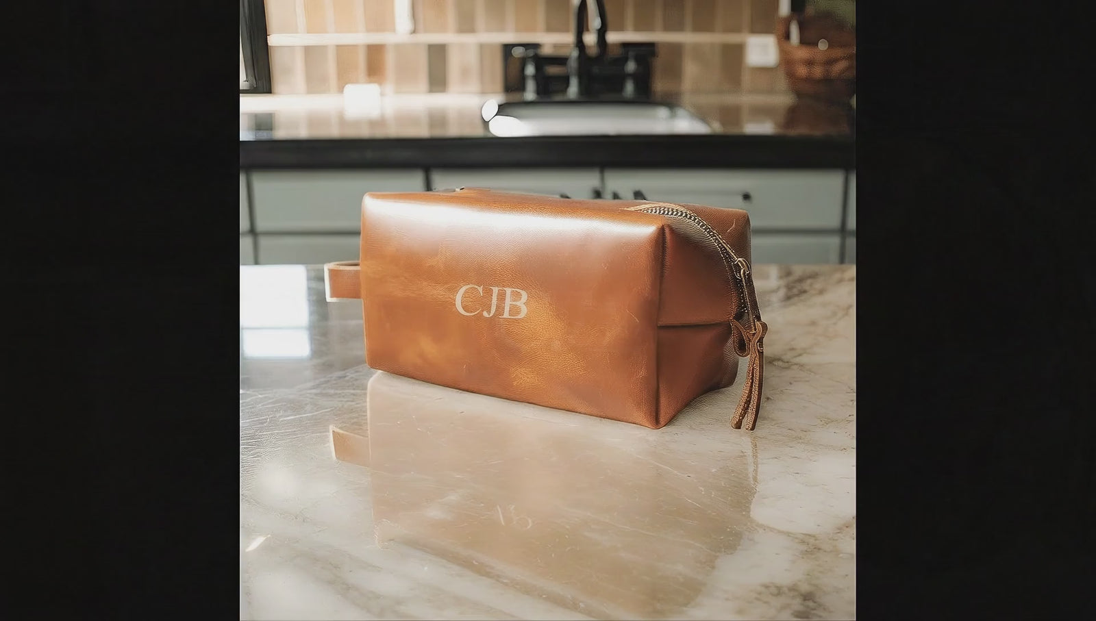 Monogrammed Leather Dopp Kit