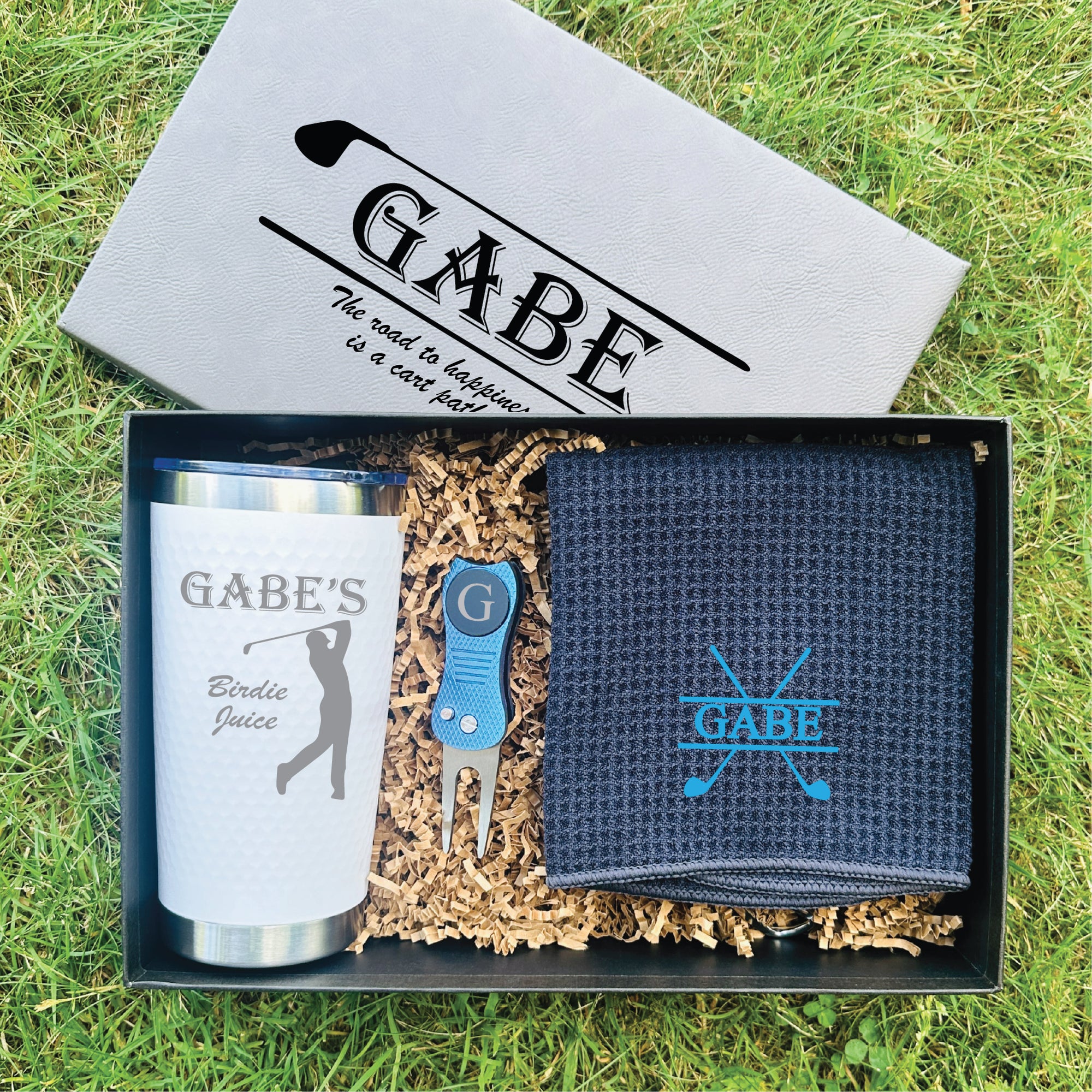 19th Hole Retirement Golf Gift Set - Personalized Tumbler, Towel