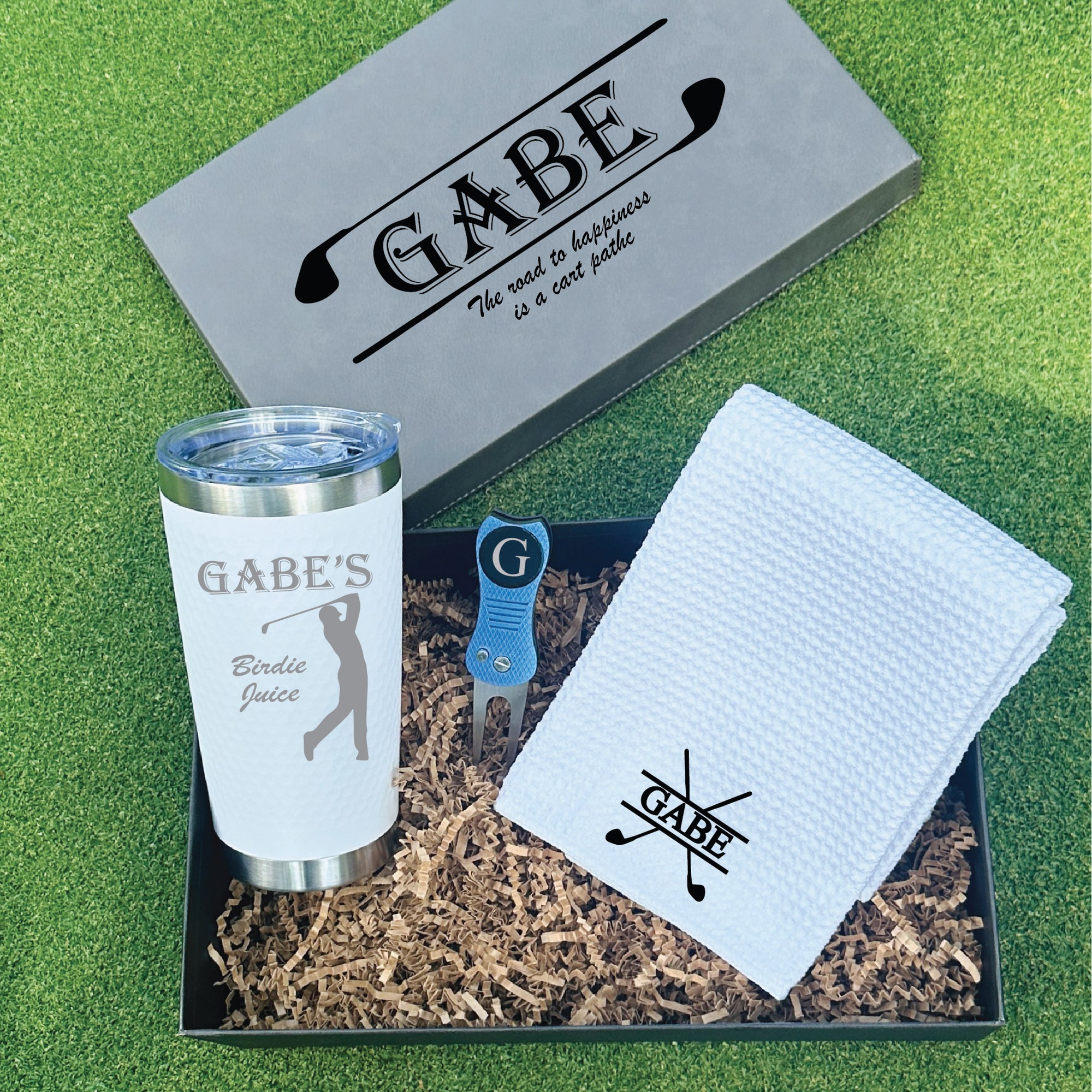 19th Hole Retirement Golf Gift Set - Personalized Tumbler, Towel