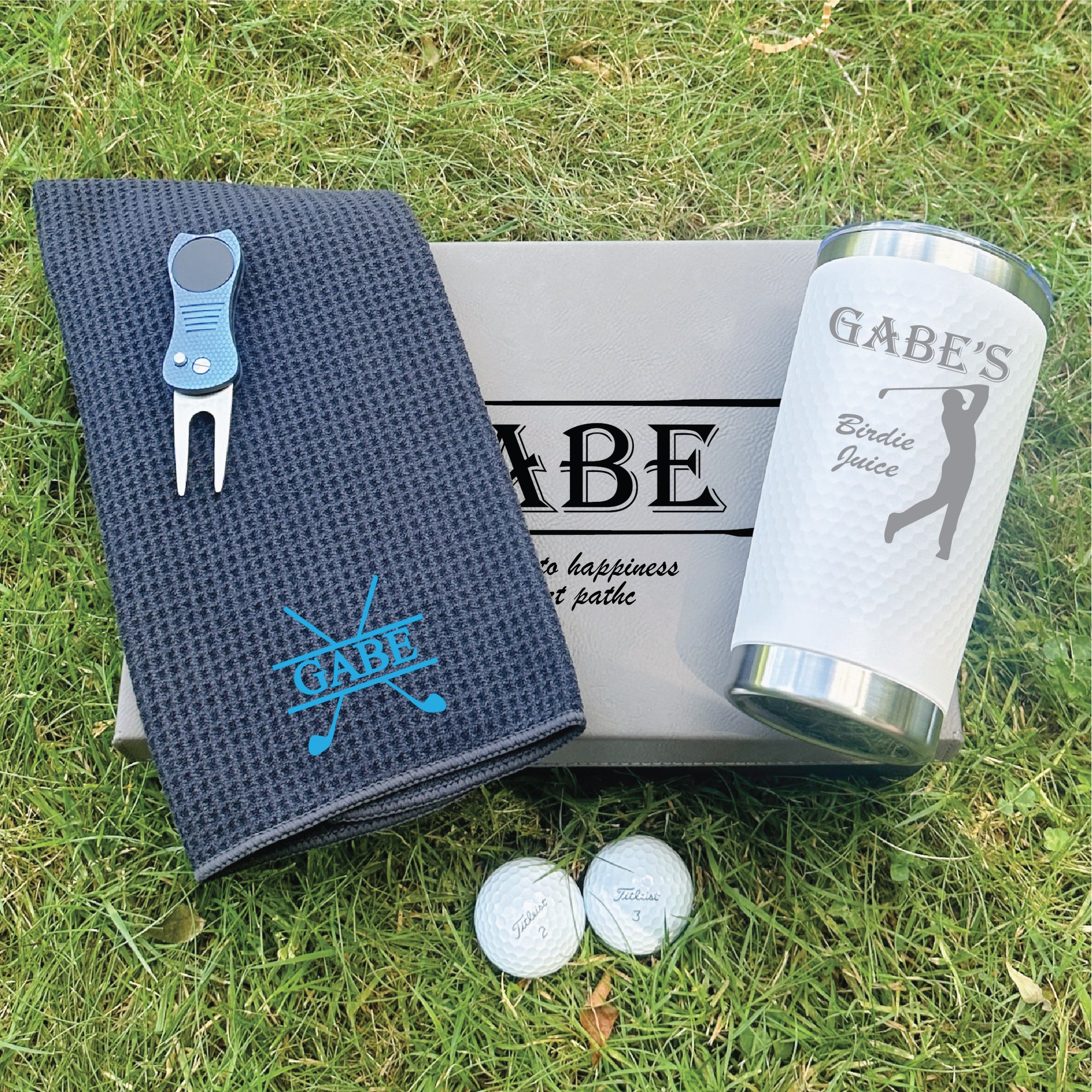 19th Hole Retirement Golf Gift Set - Personalized Tumbler, Towel