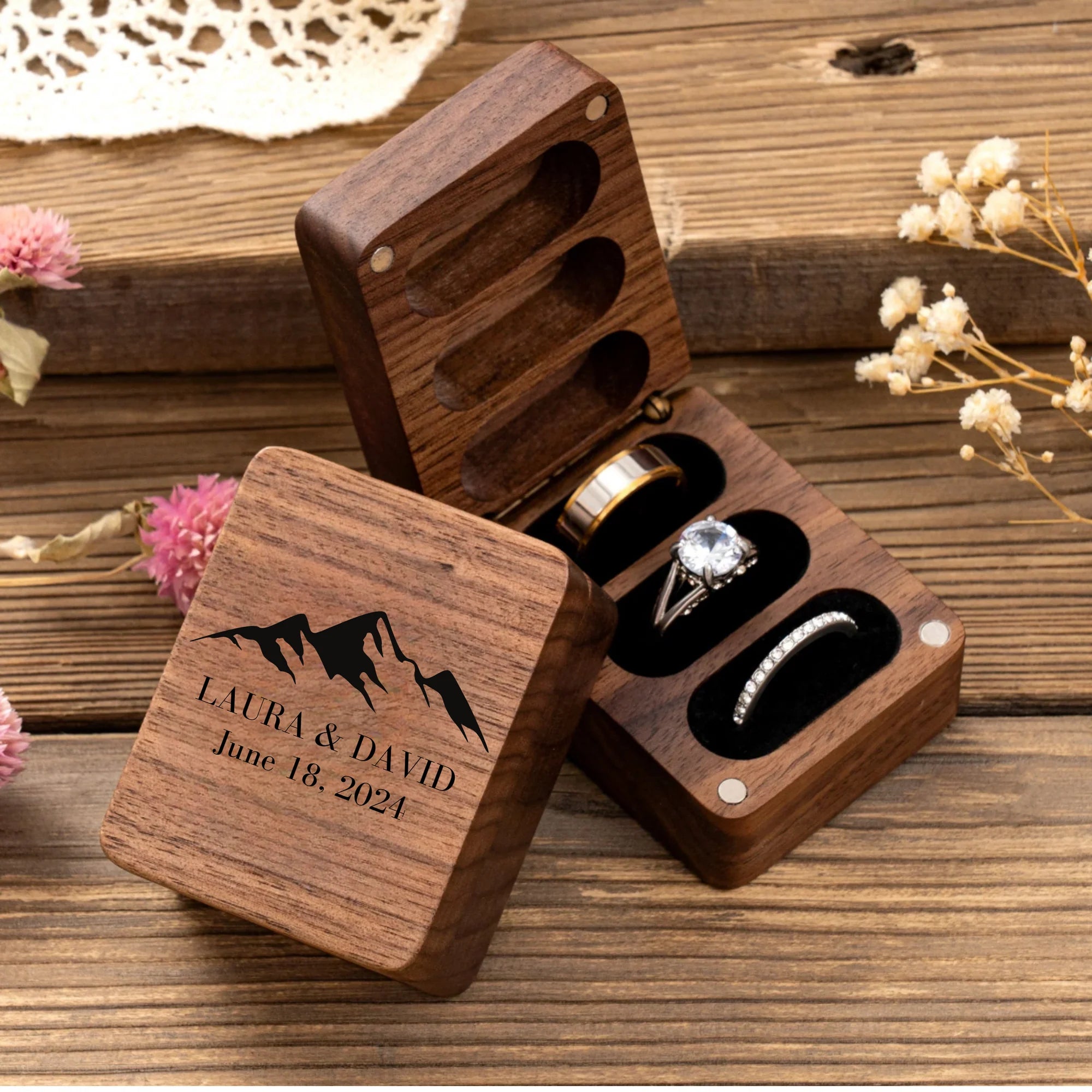 Unique Personalized Mr & Mrs Ring Box Customized Ring Gifts for Men by Groovy Guy