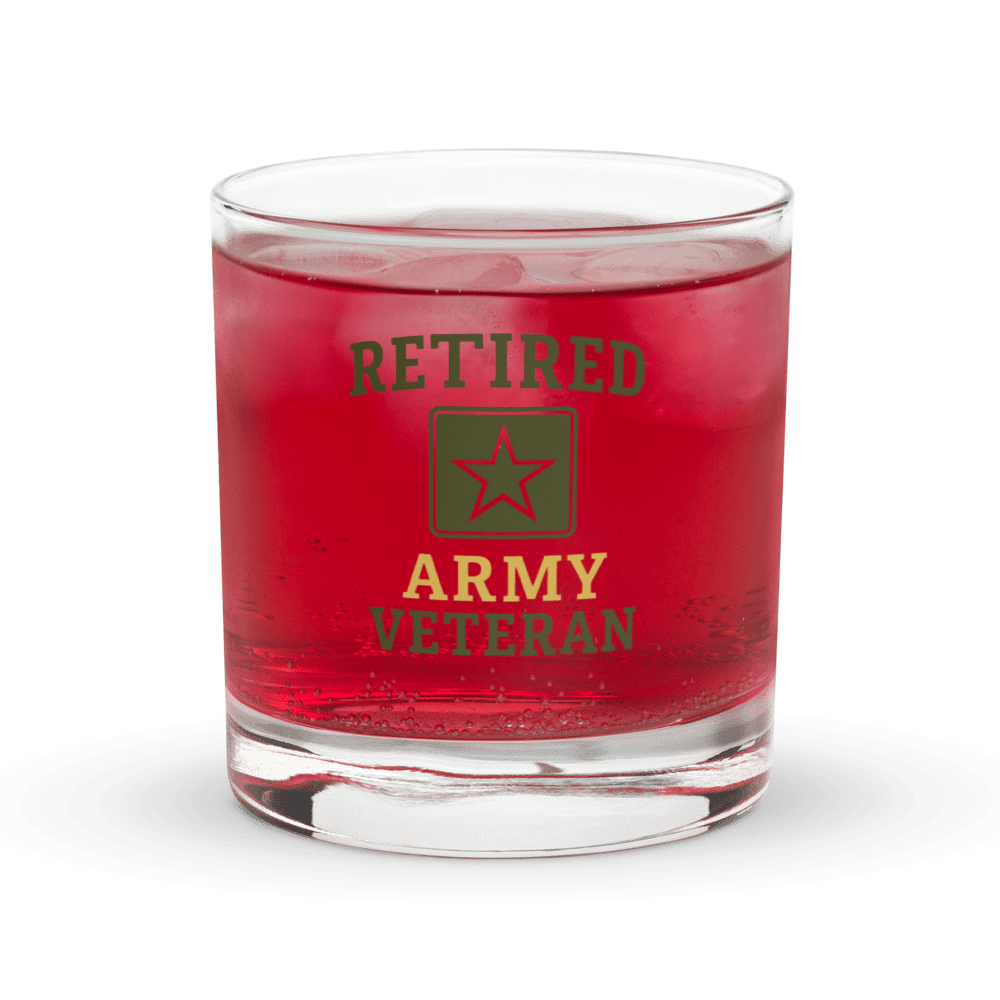 Unique Personalized Retired Army Rocks glass Customized Gifts for Men by Groovy Guy
