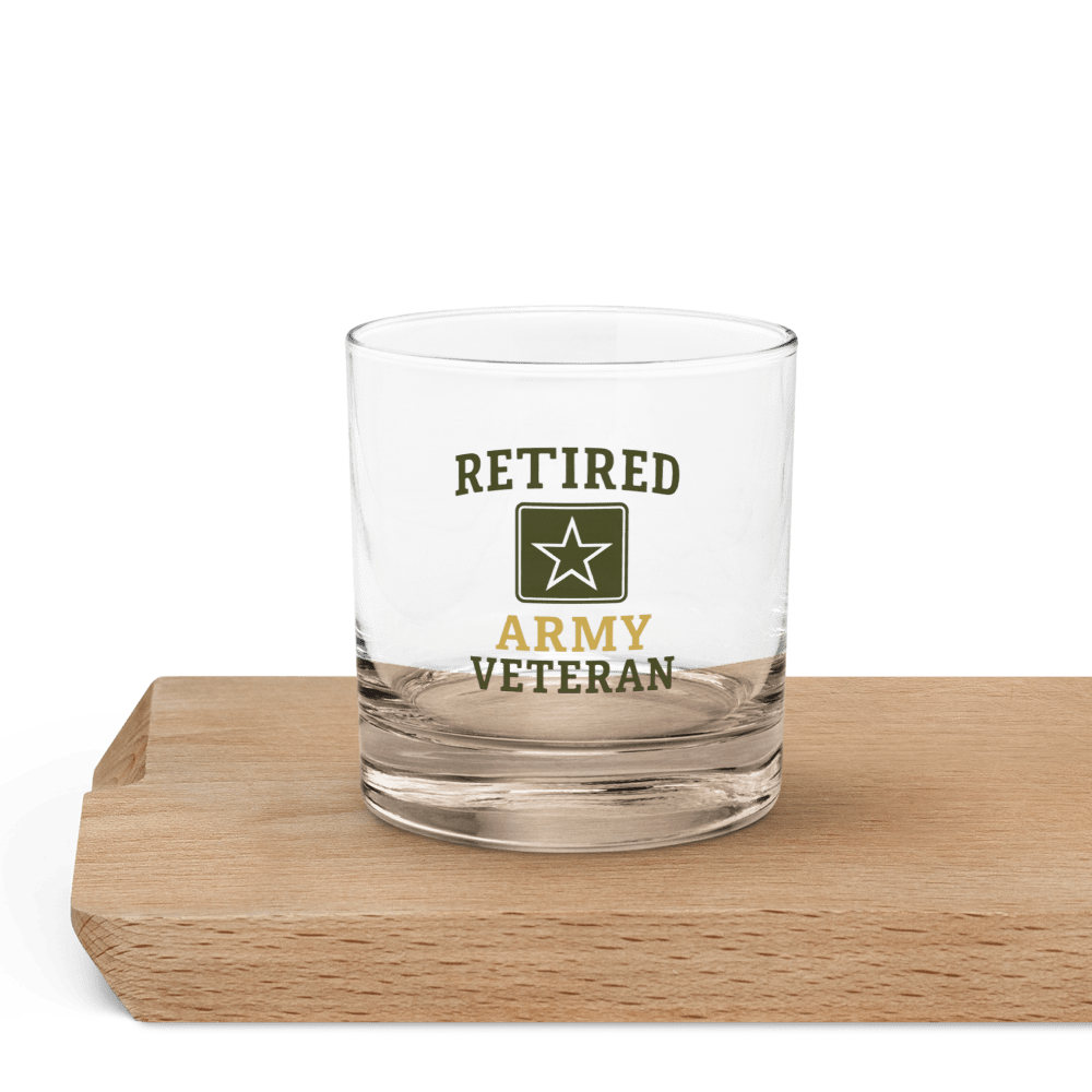 Unique Personalized Retired Army Rocks glass Customized Gifts for Men by Groovy Guy