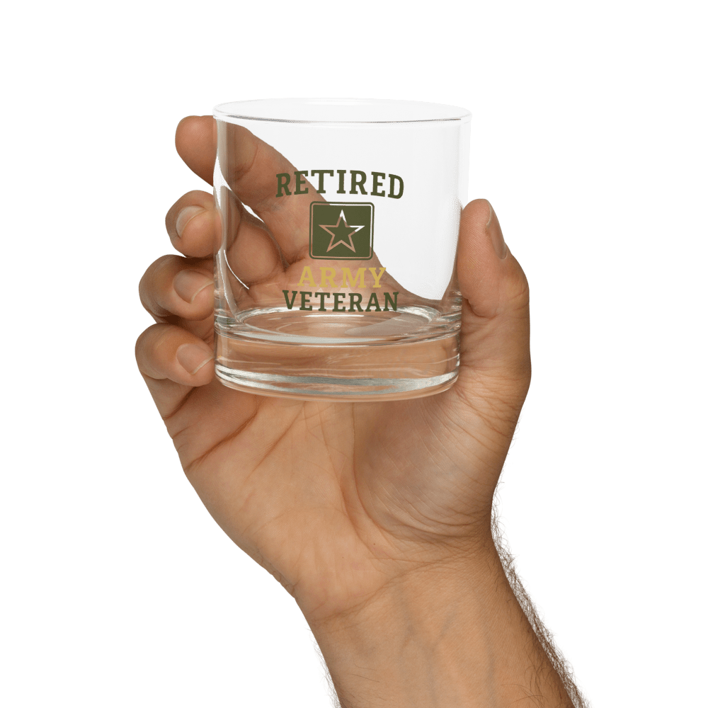 Unique Personalized Retired Army Rocks glass Customized Gifts for Men by Groovy Guy